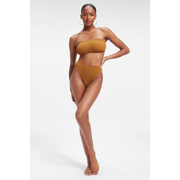 Good American Textured Bronze Brown Bikini Bottoms Size 5/6 - Picture 1 of 7